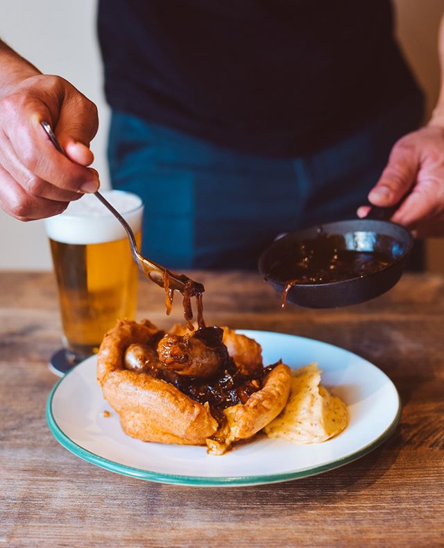 Sunday roast vibes with our snags 'n' yorkies